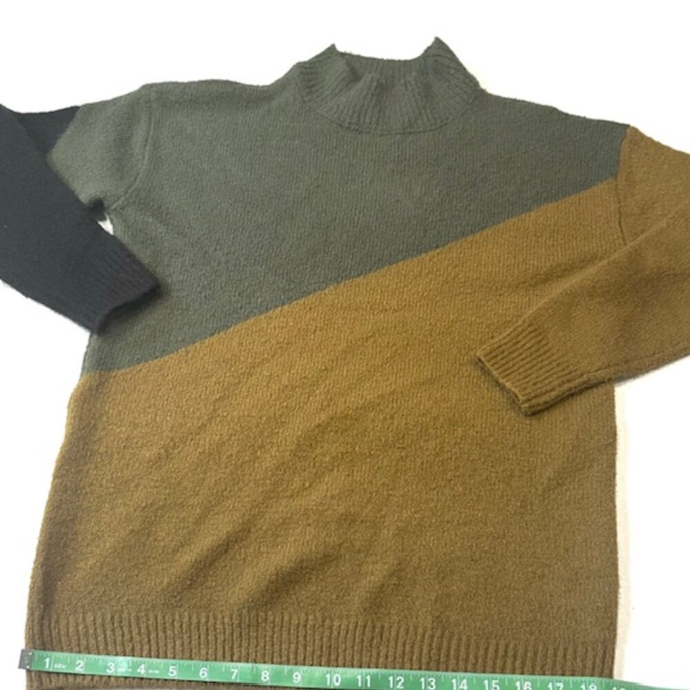 RDI Womens Sweater Long Sleeve Diagonal Color Blocked Brown Green Size XS/TP/XP - Picture 5 of 10